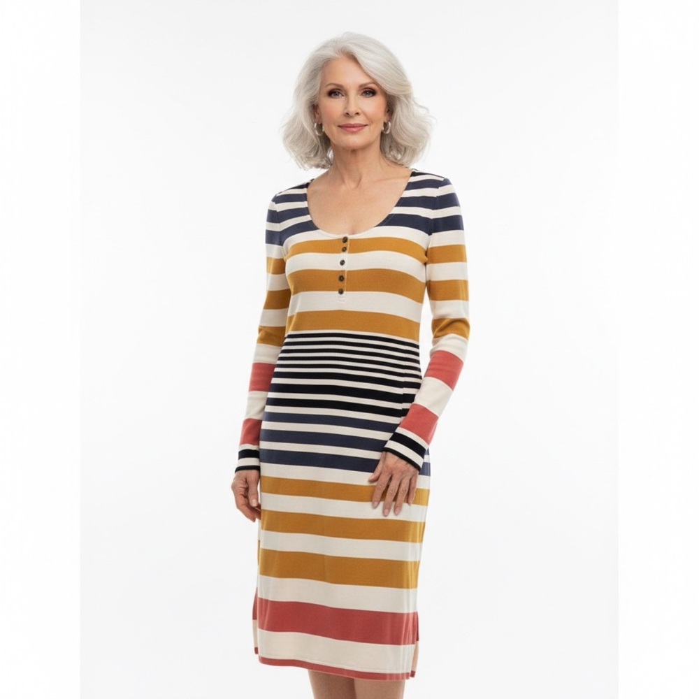 Saturday Sunday Striped Multicolor Long Sleeve Dress